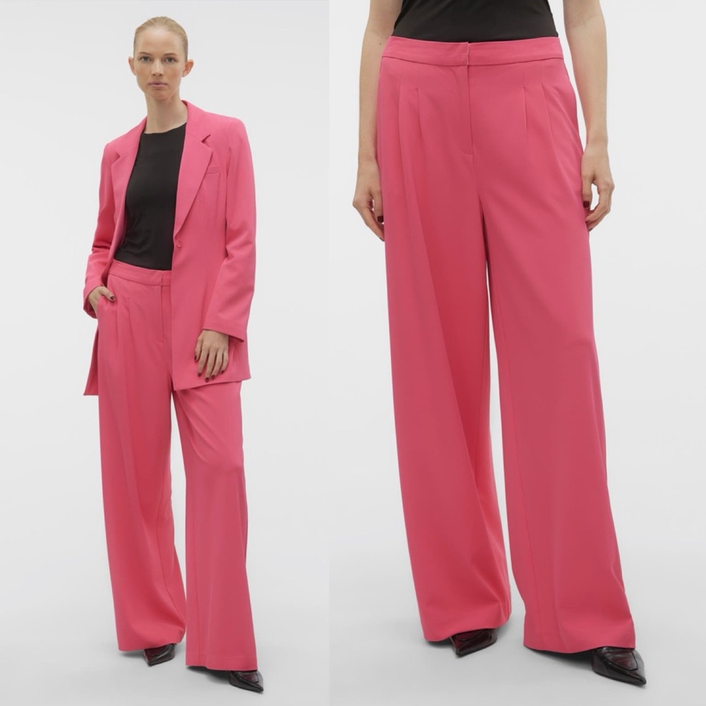 NEW VERO MODA Charity Wide Leg Pants Color: Raspberry Sorbet